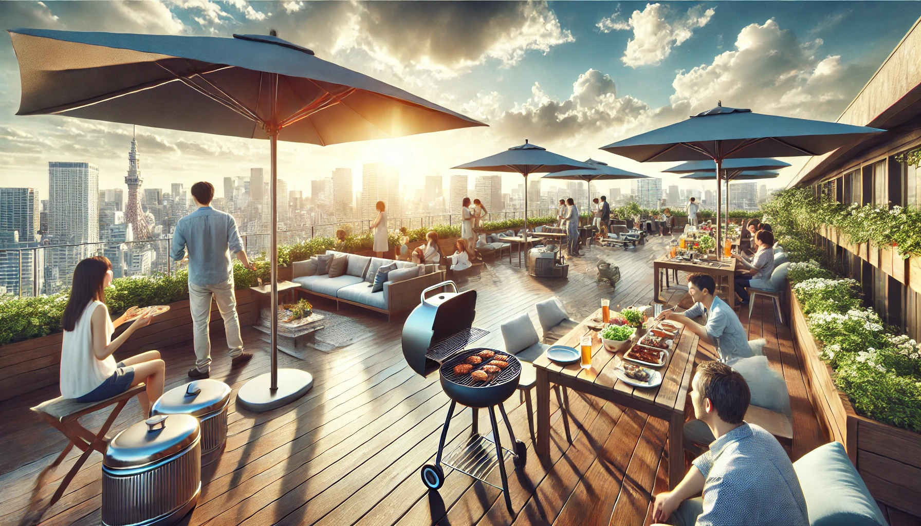 屋上で開放的に楽しめるBBQ